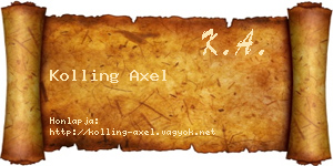 Kolling Axel névjegykártya